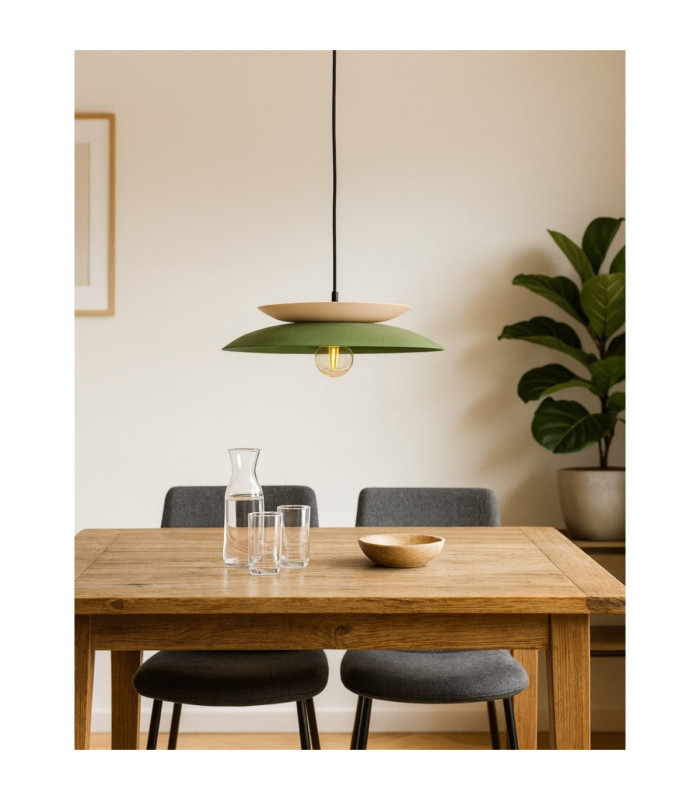 Ferro Dome Pendant Ceiling Light Green Beige 1x E27-2