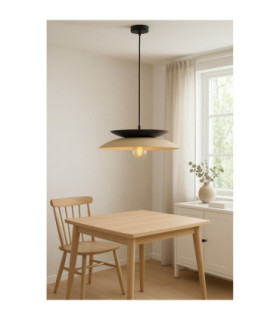 Ferro Dome Pendant Ceiling Light Beige  Black 1x E27-2