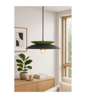 Ferro Dome Pendant Ceiling Light Black Green 1x E27-2