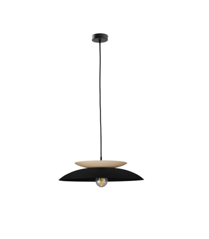 Ferro Dome Pendant Ceiling Light Black Beige 1x E27-1
