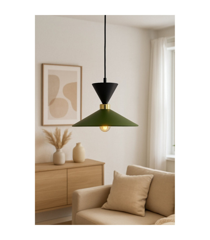 Amaris Dome Pendant Ceiling Light Green Black 1x E27-2