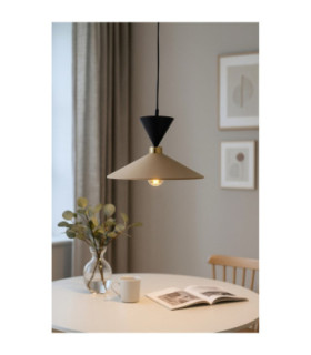 Amaris Dome Pendant Ceiling Light Black Beige 1x E27-2