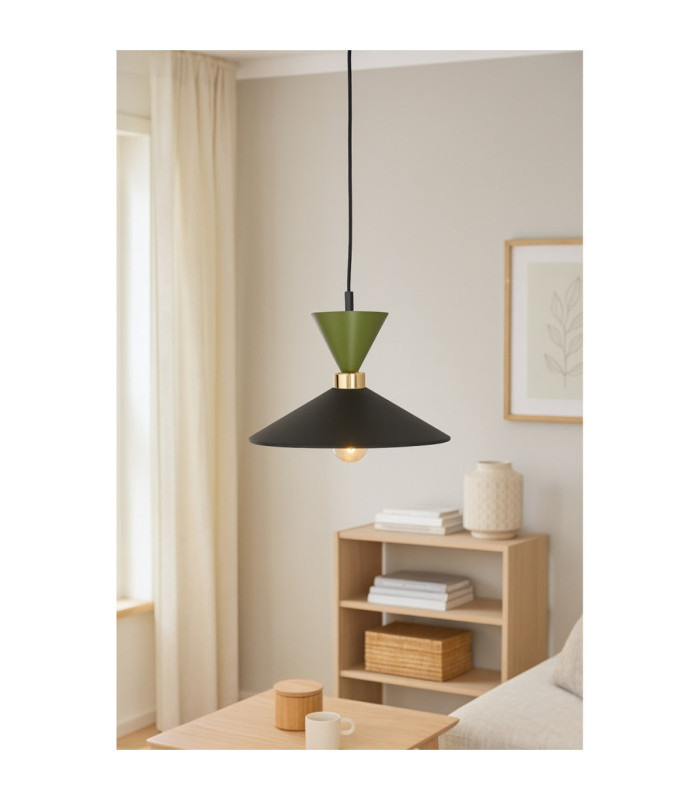 Amaris Dome Pendant Ceiling Light Black Green 1x E27-5