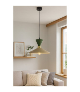 Amaris Dome Pendant Ceiling Light Green Beige 1x E27-2