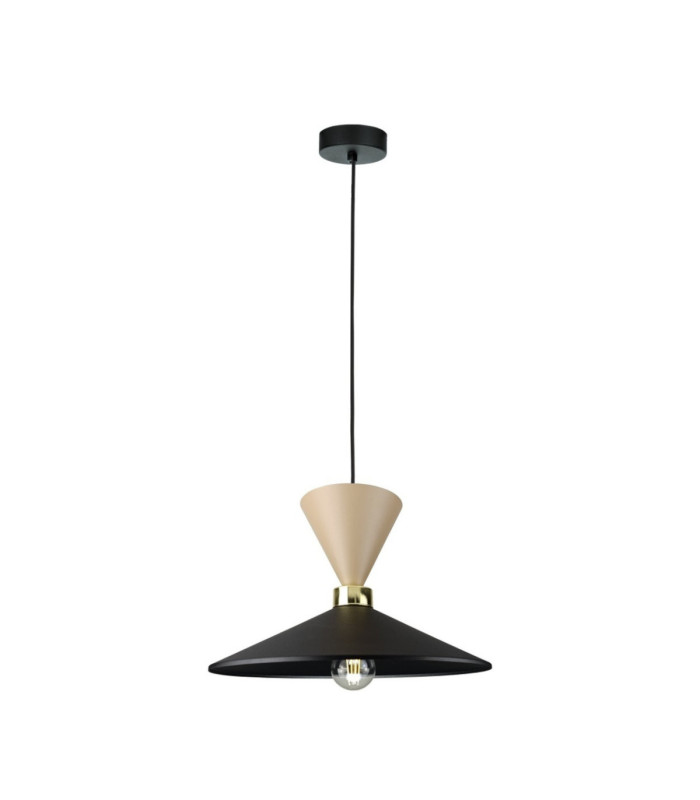Amaris Dome Pendant Ceiling Light Beige Black 1x E27-1
