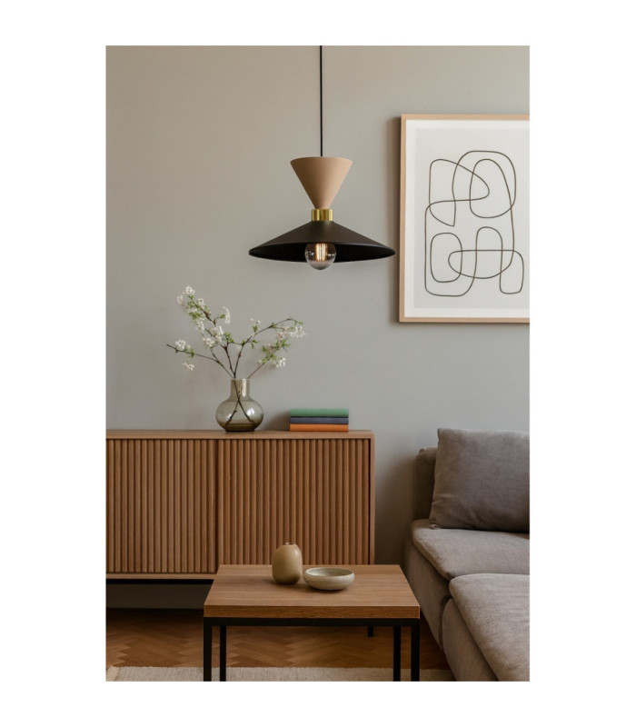 Amaris Dome Pendant Ceiling Light Beige Black 1x E27-2