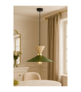 Amaris Dome Pendant Ceiling Light Beige Green 1x E27-2