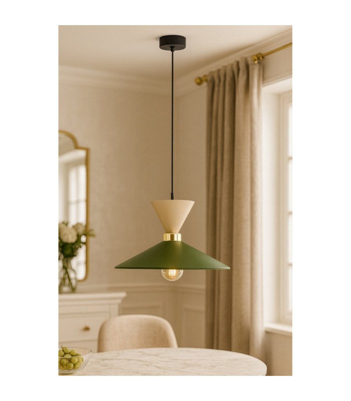 Amaris Dome Pendant Ceiling Light Beige Green 1x E27-2