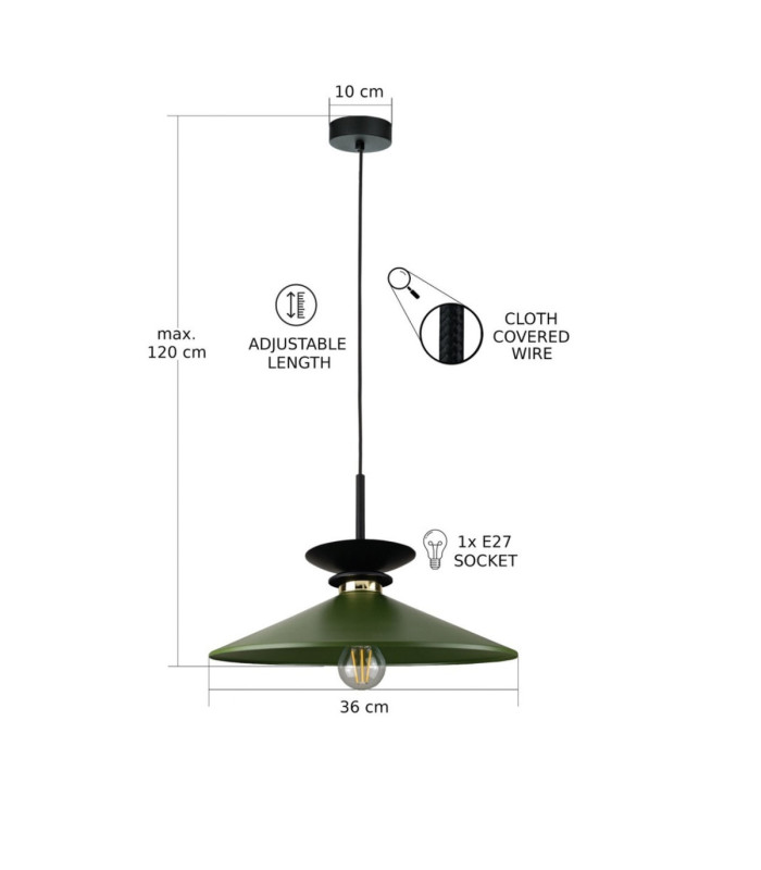 Velutto Dome Pendant Ceiling Light Green 1x E27-3