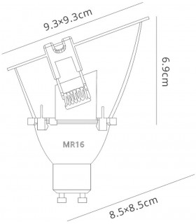 Funnel 45deg. Cut Out Recessed Spotlight Square, 1 x GU10 (Max 12W), Black - 2