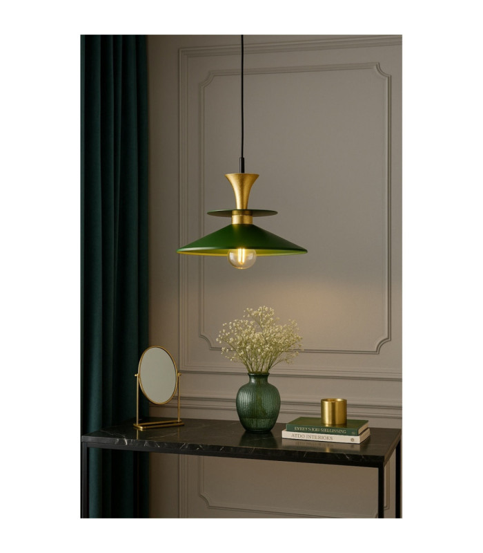 Della Dome Pendant Ceiling Light Gold Green 1x E27-2