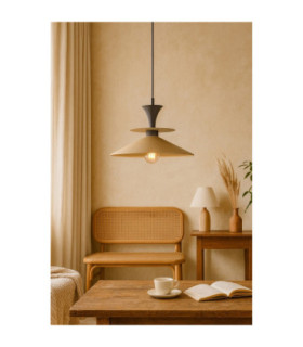 Della Dome Pendant Ceiling Light Black Beige 1x E27-2