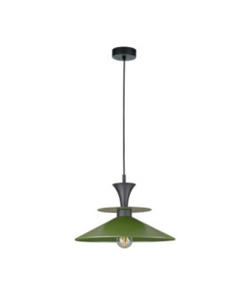 Della Dome Pendant Ceiling Light Black Green 1x E27-1