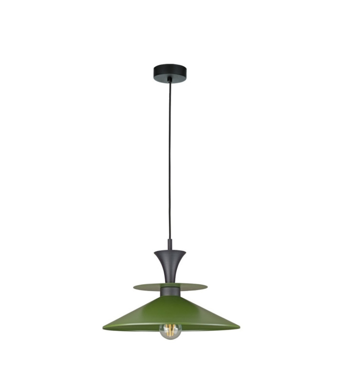 Della Dome Pendant Ceiling Light Black Green 1x E27-1