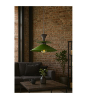 Della Dome Pendant Ceiling Light Black Green 1x E27-2