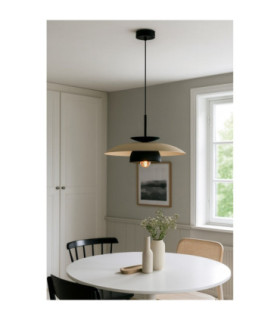 Zenya Dome Pendant Ceiling Light Beige Black 1x E27-2