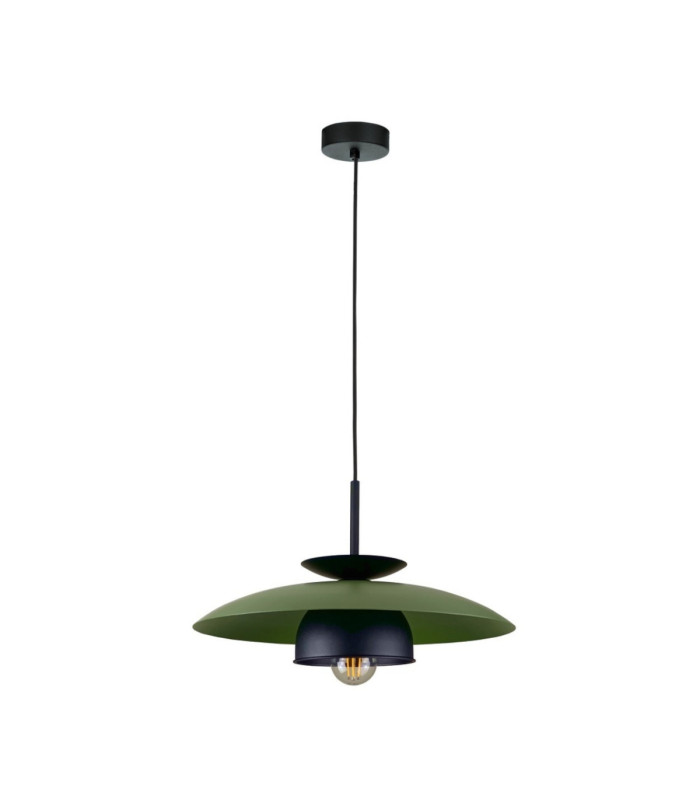 Zenya Dome Pendant Ceiling Light Green Black 1x E27-1