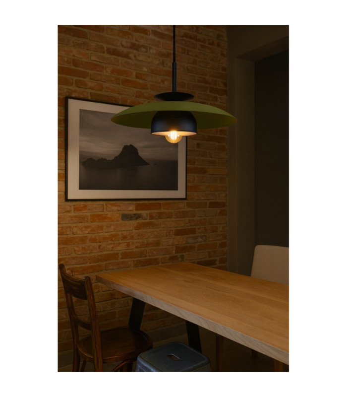 Zenya Dome Pendant Ceiling Light Green Black 1x E27-2
