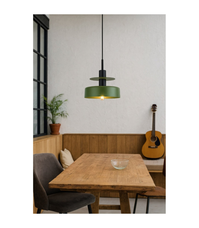 Solea Dome Pendant Ceiling Light Green Black 1x E27-2