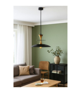 Celesta Dome Pendant Ceiling Light Black Gold 1x E27-2