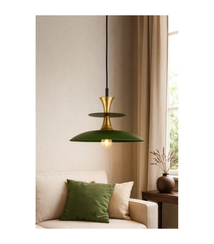 Celesta Dome Pendant Ceiling Light Green Gold 1x E27-2