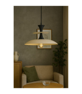 Celesta Dome Pendant Ceiling Light Beige Black 1x E27-2