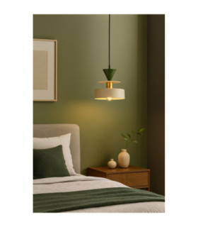 Valia Dome Pendant Ceiling Light Beige Green 1x E27-2