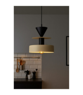 Valia Dome Pendant Ceiling Light Beige Black 1x E27-2