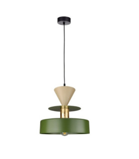 Valia Dome Pendant Ceiling Light Green Beige 1x E27-1