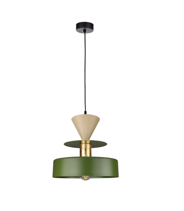 Valia Dome Pendant Ceiling Light Green Beige 1x E27-1