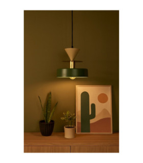 Valia Dome Pendant Ceiling Light Green Beige 1x E27-2