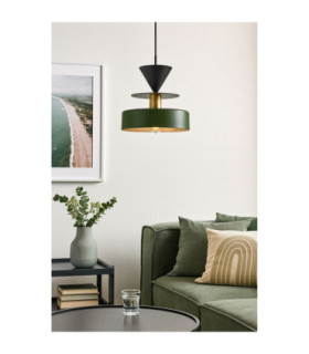 Valia Dome Pendant Ceiling Light Green Gold Black 1x E27-2