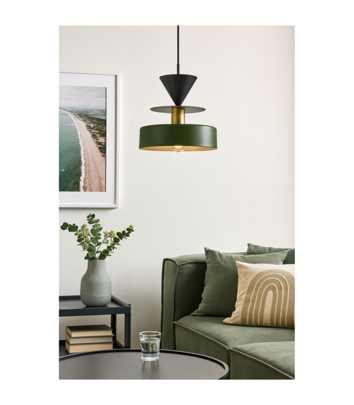 Valia Dome Pendant Ceiling Light Green Gold Black 1x E27-2