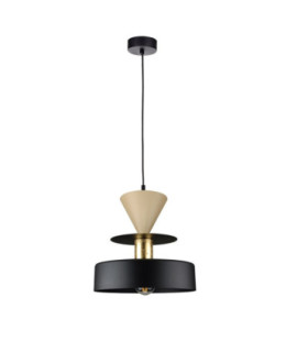 Valia Dome Pendant Ceiling Light Black Gold Beige 1x E27-1