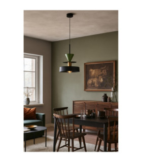 Valia Dome Pendant Ceiling Light Black Gold Green 1x E27-2