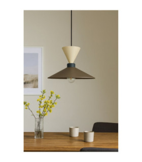 Amaris Dome Pendant Ceiling Light Brown Black Beige 1x E27-2
