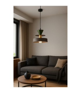 Valia Dome Pendant Ceiling Light Brown Green 1x E27-2