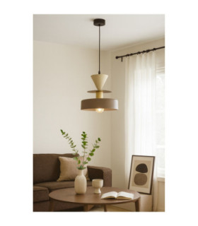 Valia Dome Pendant Ceiling Light Brown Beige 1x E27-2