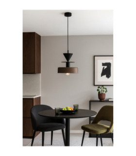 Valia Dome Pendant Ceiling Light Black Brown 1x E27-2