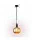 Auralis Dome Pendant Ceiling Light Black Gold Amber Glass Shade 1x E27-3