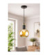 Auralis Dome Pendant Ceiling Light Black Gold Amber Glass Shade 1x E27-4