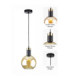 Auralis Dome Pendant Ceiling Light Black Gold Amber Glass Shade 1x E27-6
