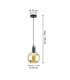 Auralis Dome Pendant Ceiling Light Black Gold Amber Glass Shade 1x E27-10