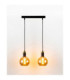 Auralis Bar Pendant Ceiling Light Black Gold Amber Glass Shade 2x E27-3