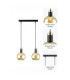 Auralis Bar Pendant Ceiling Light Black Gold Amber Glass Shade 2x E27-4