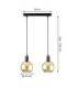 Auralis Bar Pendant Ceiling Light Black Gold Amber Glass Shade 2x E27-8