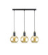 Auralis Bar Pendant Ceiling Light Black Gold Amber Glass Shade 3x E27-1