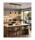 Auralis Bar Pendant Ceiling Light Black Gold Amber Glass Shade 3x E27-2