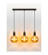 Auralis Bar Pendant Ceiling Light Black Gold Amber Glass Shade 3x E27-3