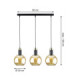 Auralis Bar Pendant Ceiling Light Black Gold Amber Glass Shade 3x E27-9